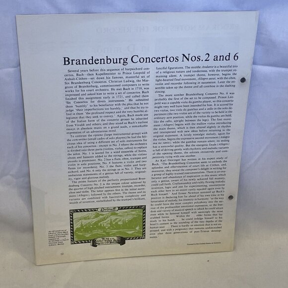 The Brandenburg Concertos No. 2 & No. 6, The Clavier Concerto In D Minor (Vinyl - Picture 7 of 11